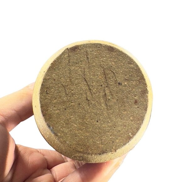 Hand Made Primitive Style Pottery Bottle Vase Artist Signed Drip Glaze Brutalist - Picture 15 of 16